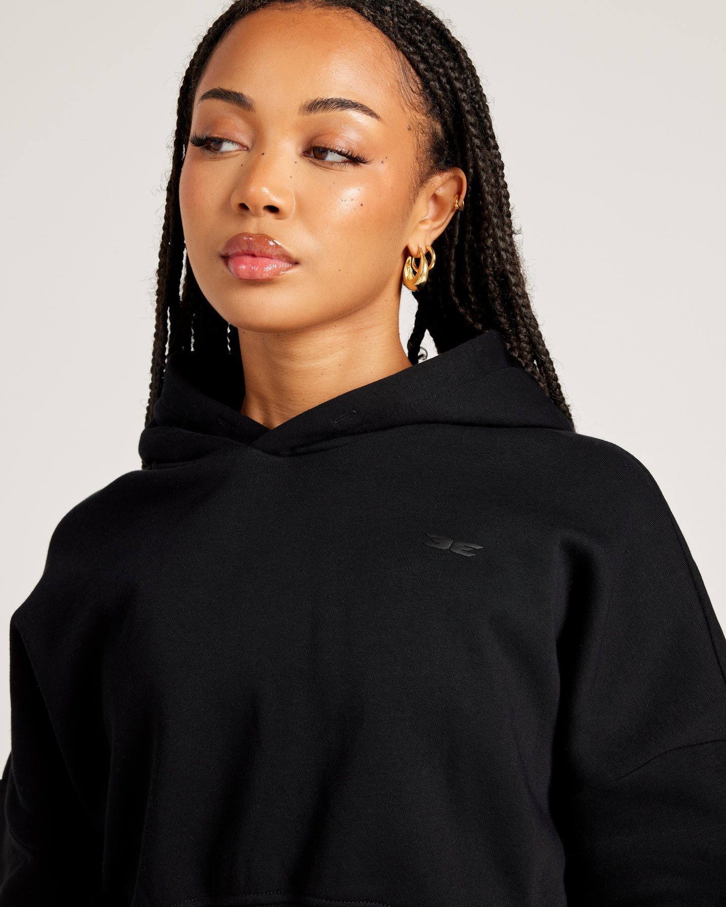 Omni Cropped Hoodie - Black/Black