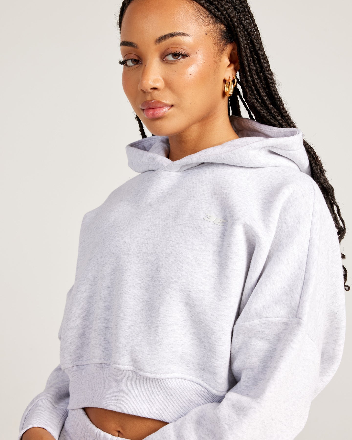 Omni Cropped Hoodie - Grey Marle/Grey Marle