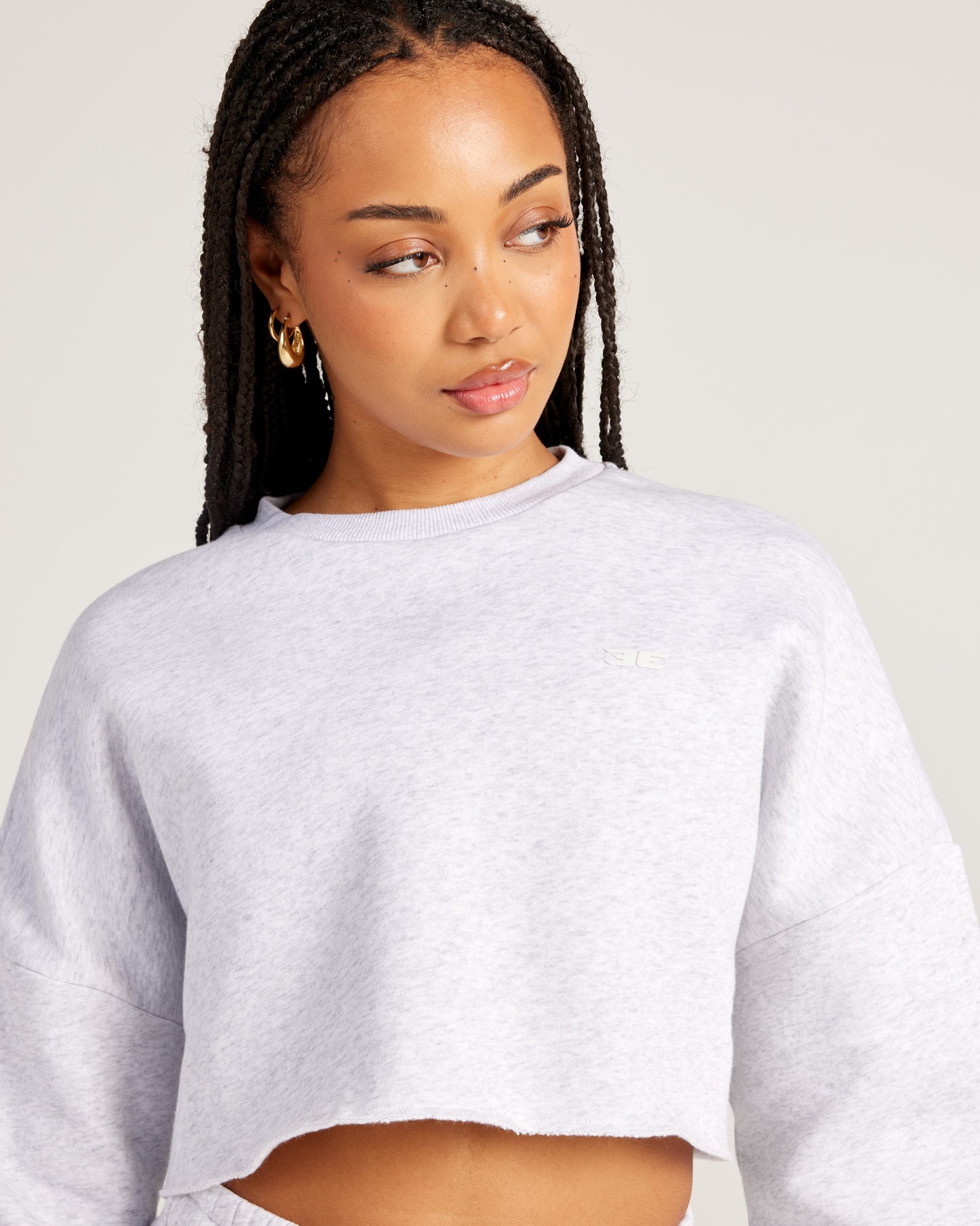 Omni Cropped Crewneck - Grey Marle/Grey Marle