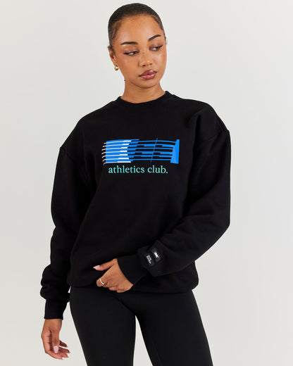 Athletics Club Block Crewneck - Black