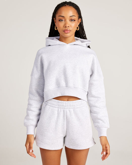 Omni Cropped Hoodie - Grey Marle/Grey Marle