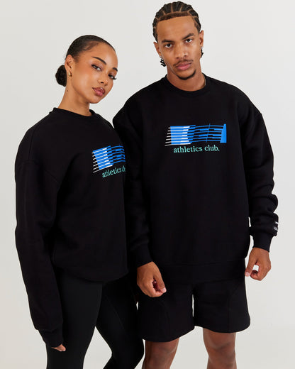 Athletics Club Block Crewneck - Black