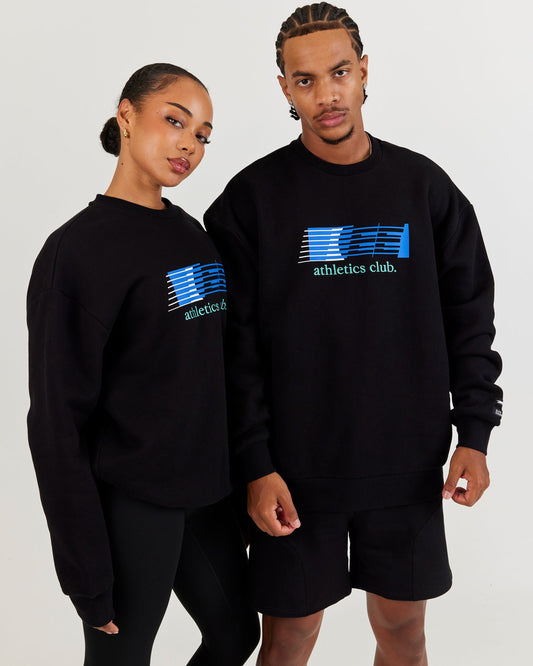 Athletics Club Block Crewneck - Black