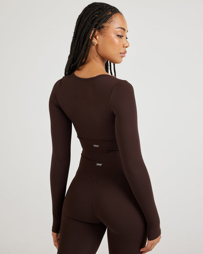 Airey Scoop Crop Long Sleeve - Espresso