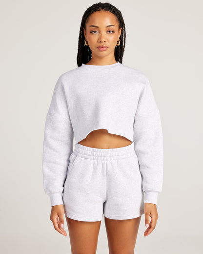 Omni Cropped Crewneck - Grey Marle/Grey Marle