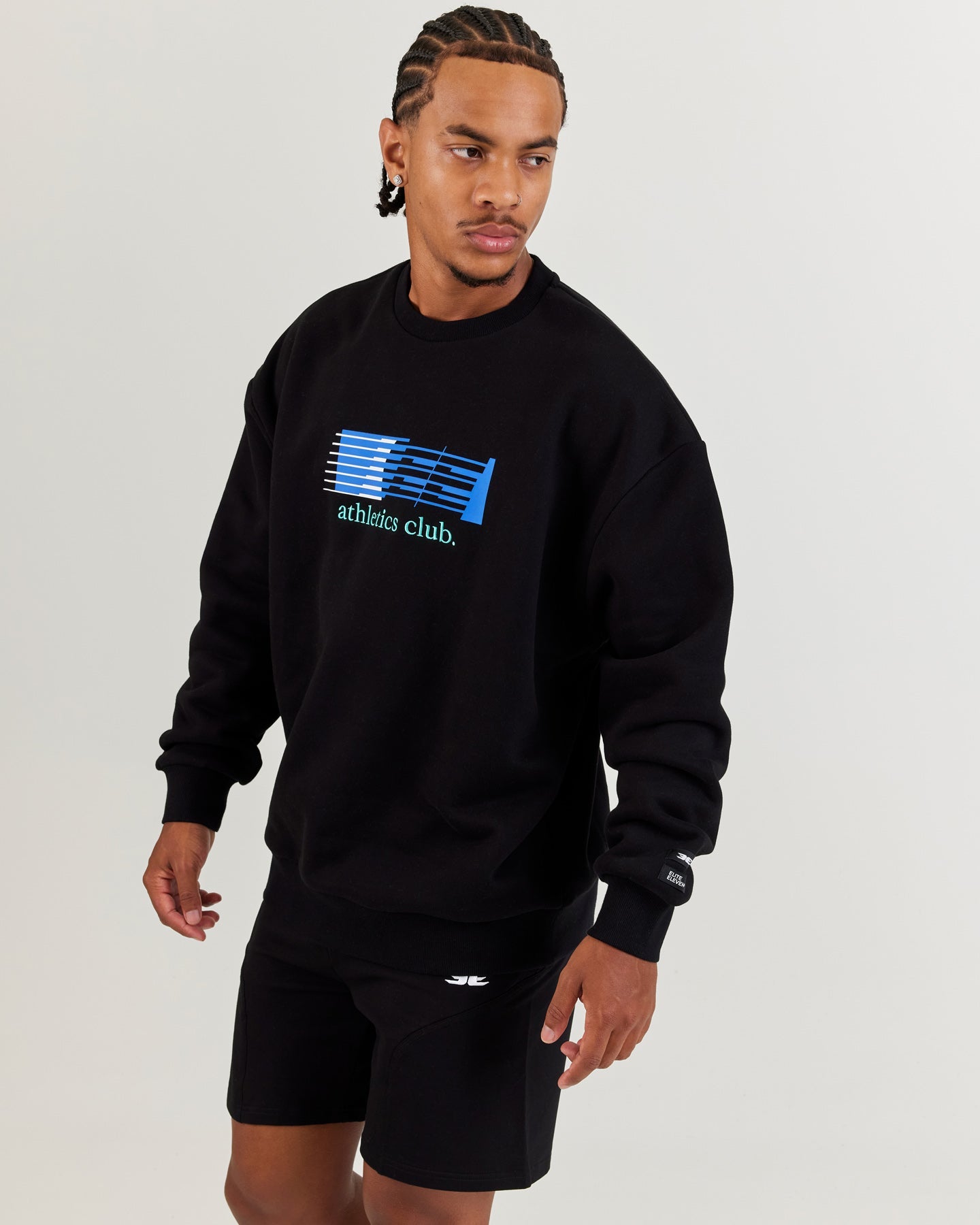 Athletics Club Block Crewneck - Black