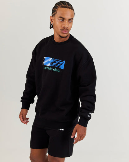 Athletics Club Block Crewneck - Black