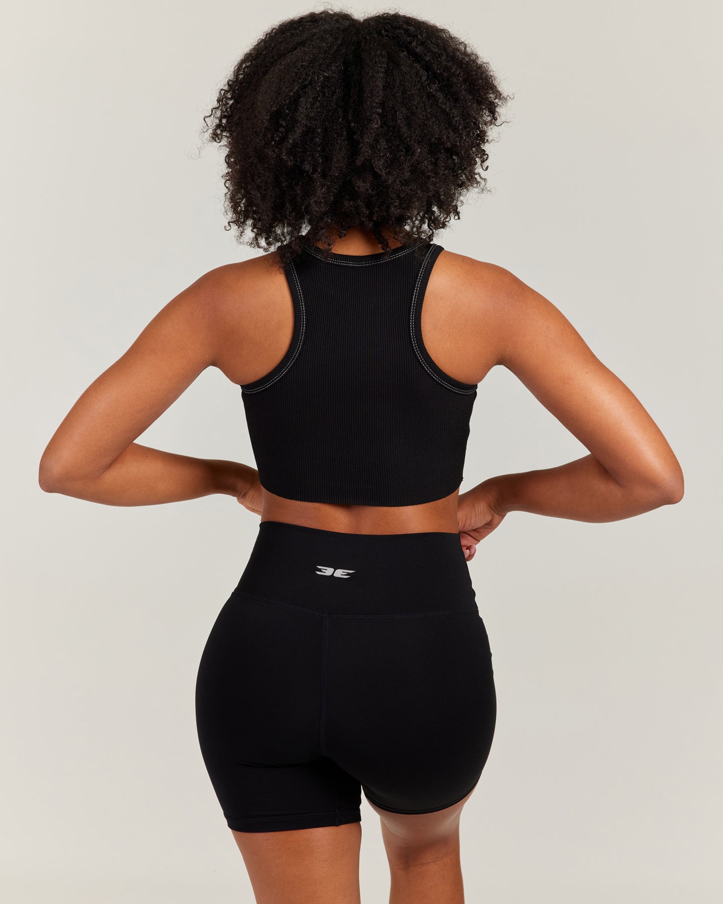 Cropped Ribbed Singlet - Black