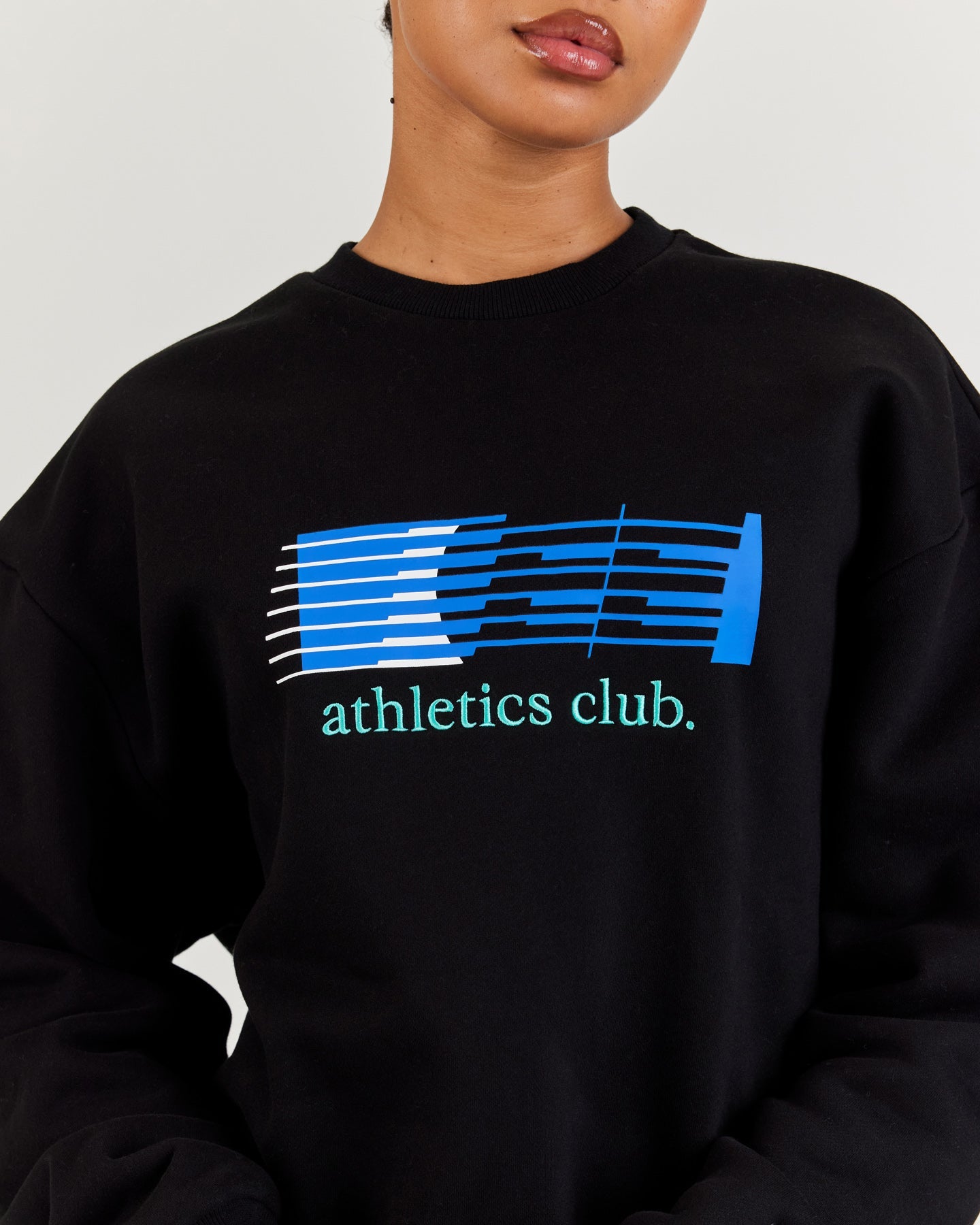 Athletics Club Block Crewneck - Black
