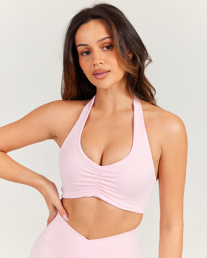 Halter Scrunch Bra - Blush Pink