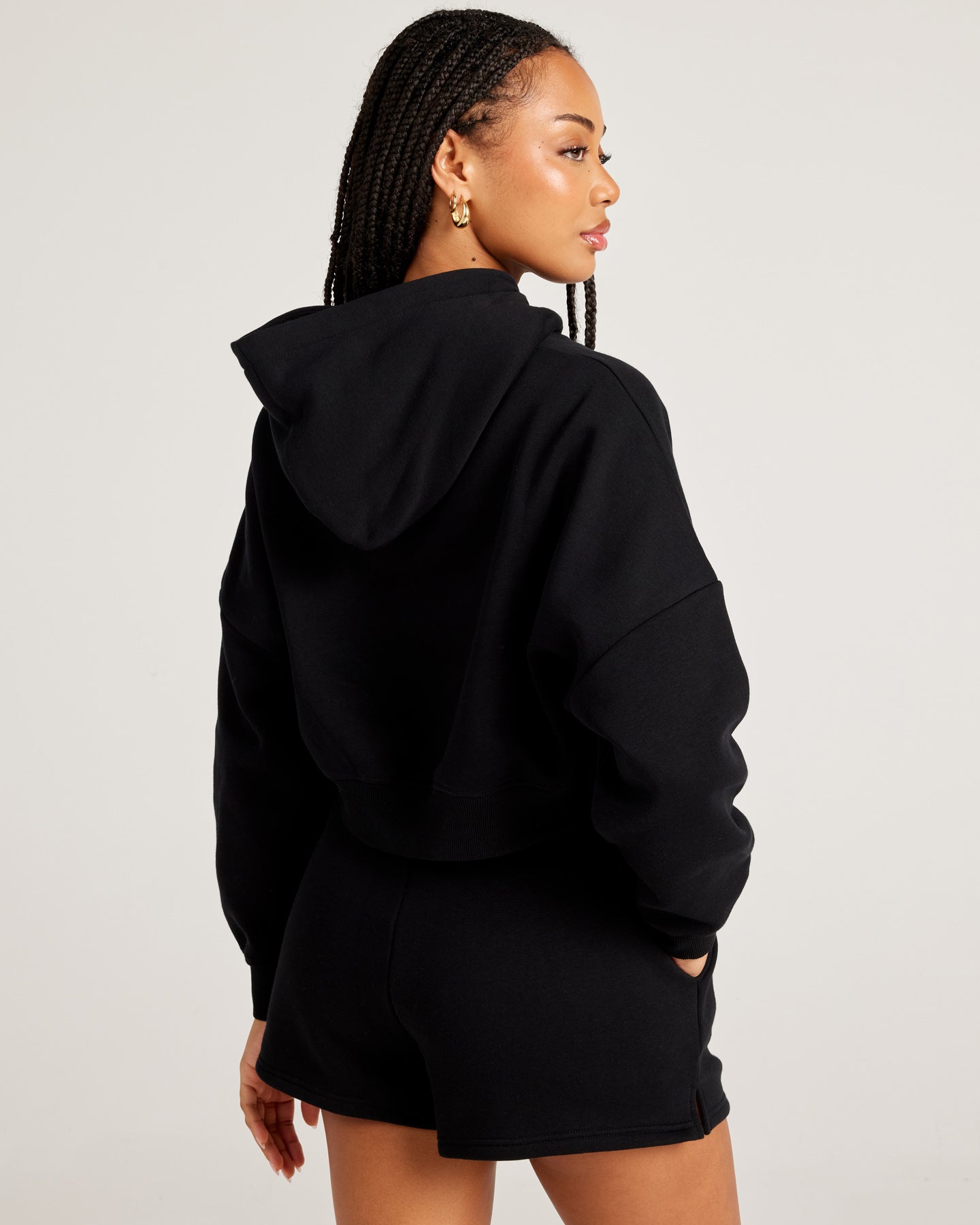 Omni Cropped Hoodie - Black/Black