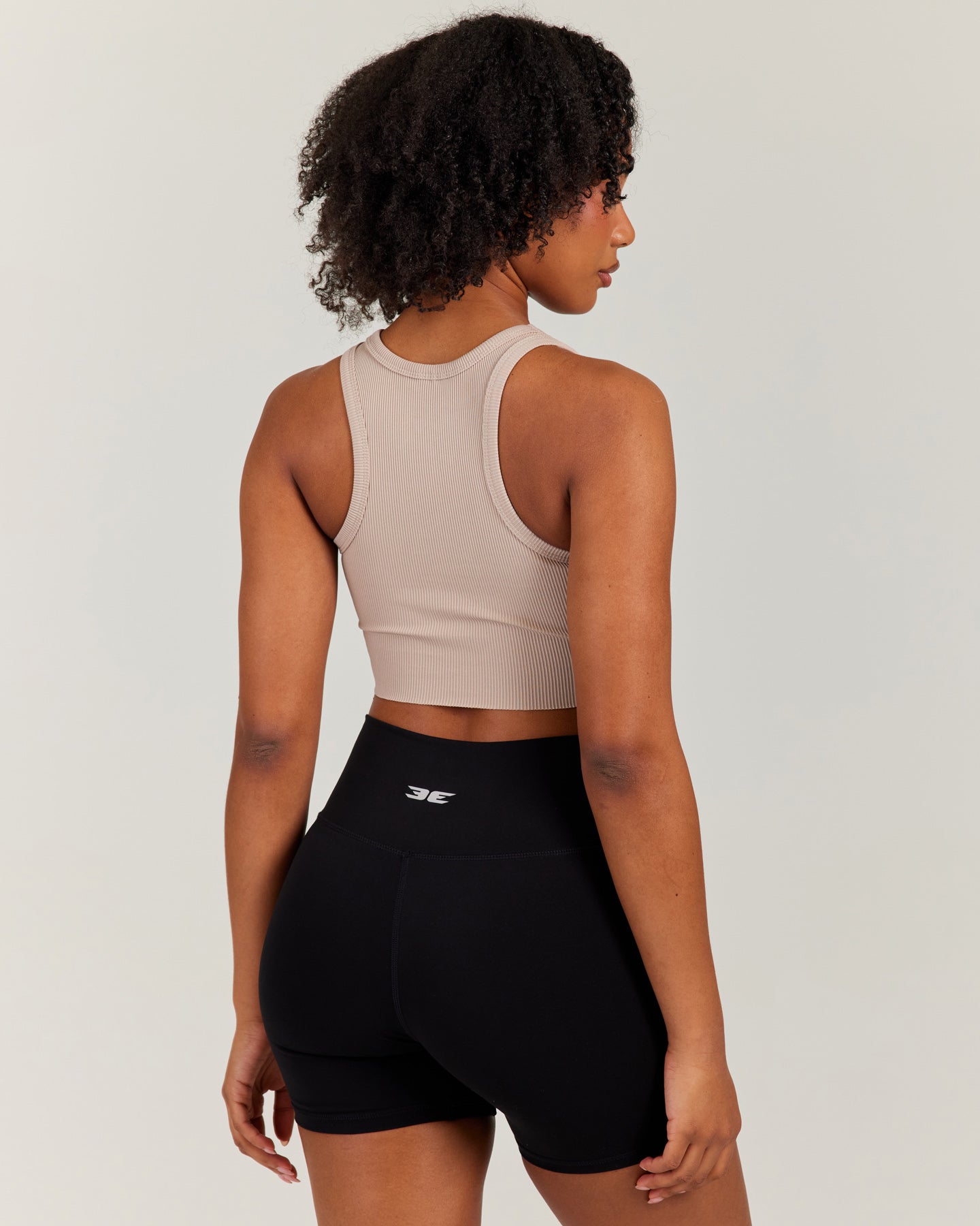 Cropped Ribbed Singlet - Beige