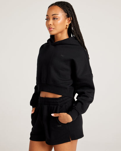Omni Cropped Hoodie - Black/Black
